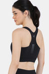 Zelocity Medium Impact Quick Dry Sports Bra with Removable Padding - Jet Black — thumbnail 2
